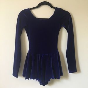 Beautiful Dark Blue Velvet Figure Skating Dress